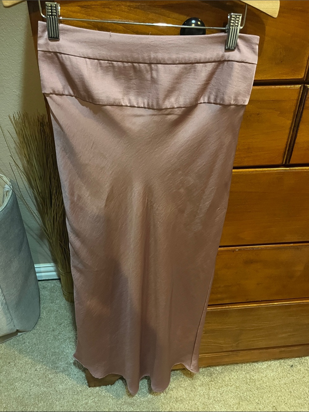 Free People Dusty Rose Satin-Look Maxi Skirt